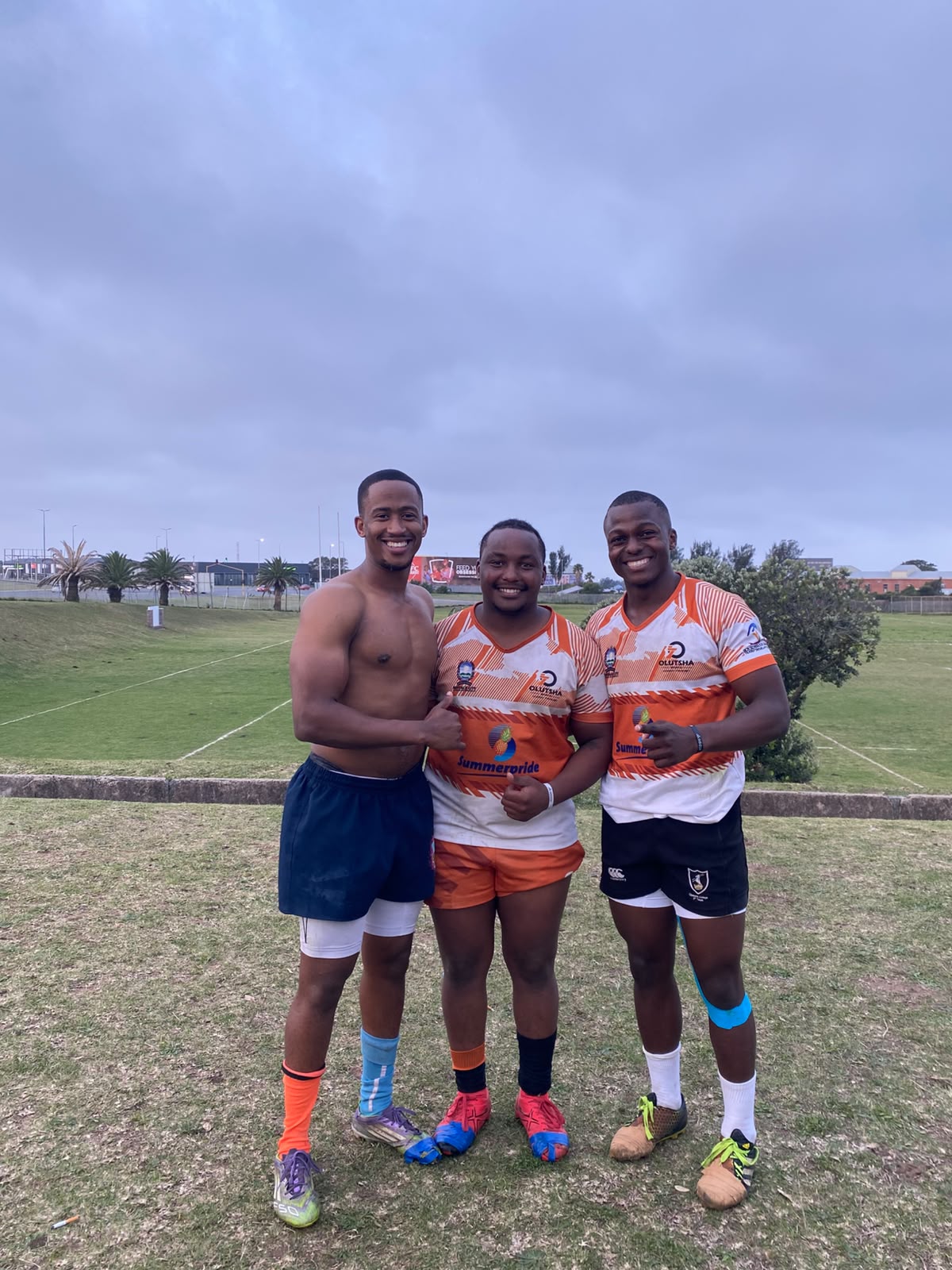 Olutsha Wolves team-mates celebrating together in the 2026 kit